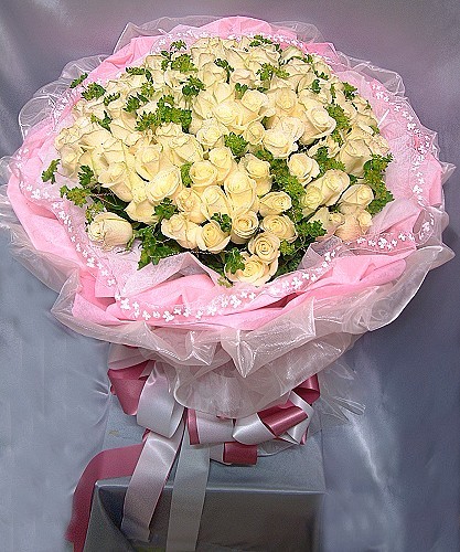 99朵白玫瑰花束